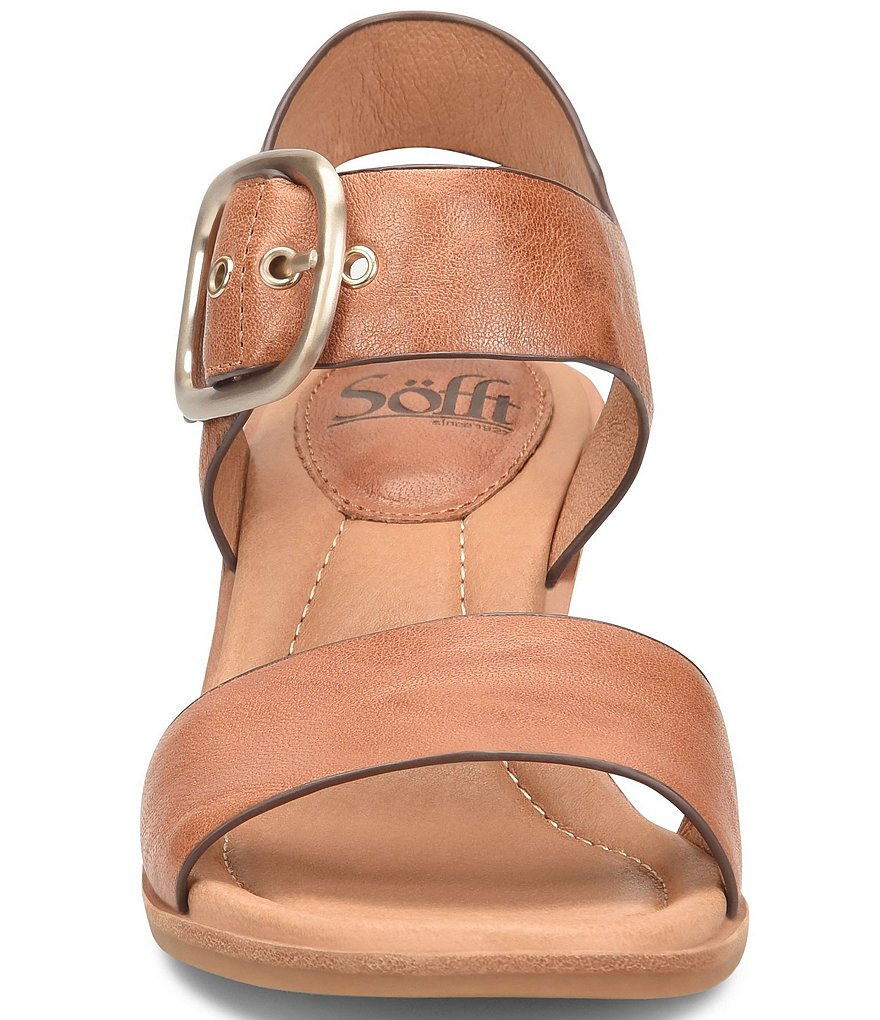 Sofft Greyston Leather Adjustable Buckle Wedge Sandals