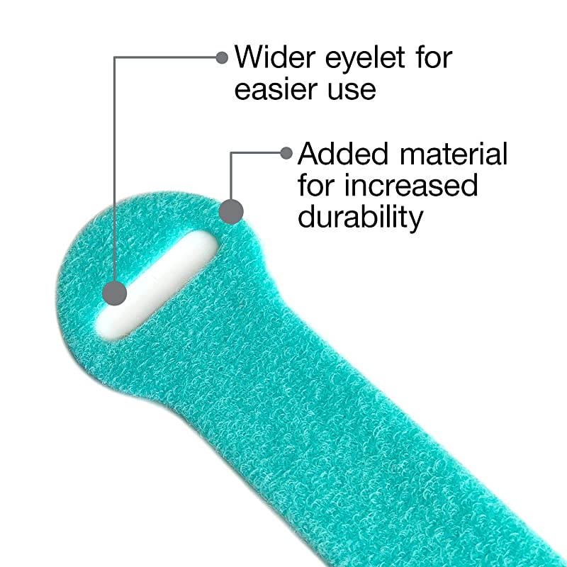 Storage SelfGripping Reusable Cable Ties Aqua 40 Pack 20 4 Straps 20 8 Straps Hook and Loop Cord and Wire Organizer for Computer PC and Desk Cable Management