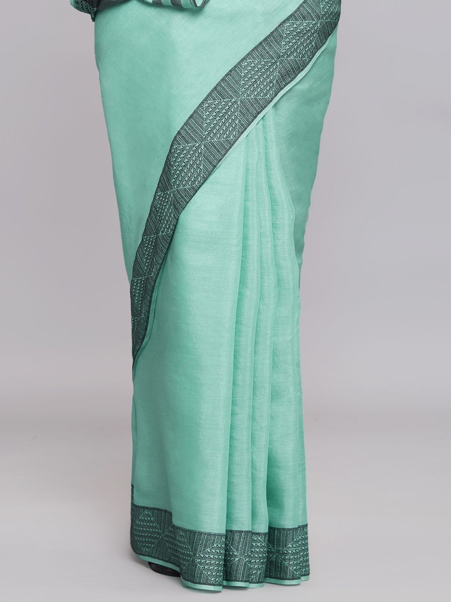 navyasa by liva Sage Green Embroidered Saree With Unstitched Blouse