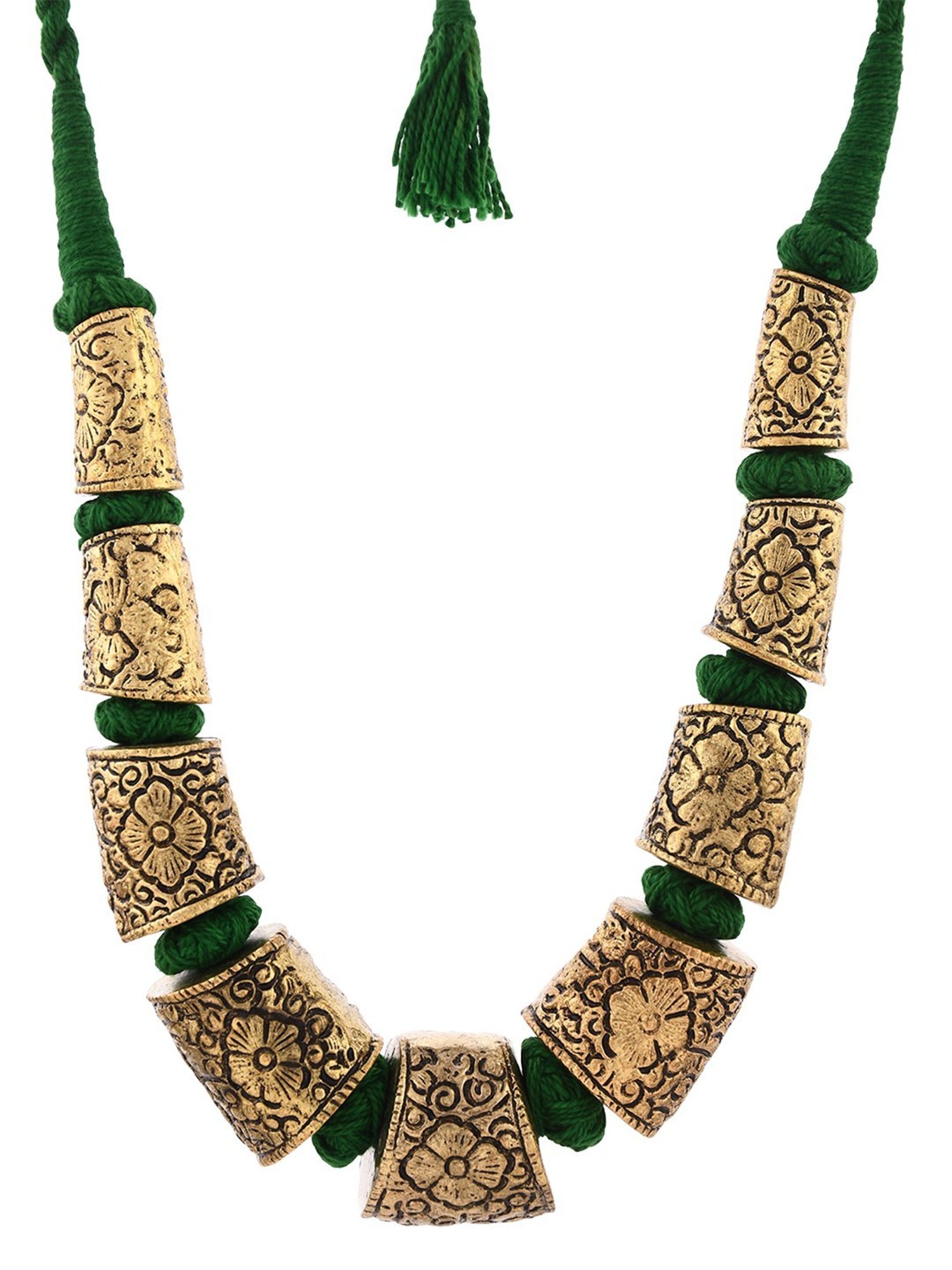 Imli Street Golden Tone Handcrafted Thread Necklace