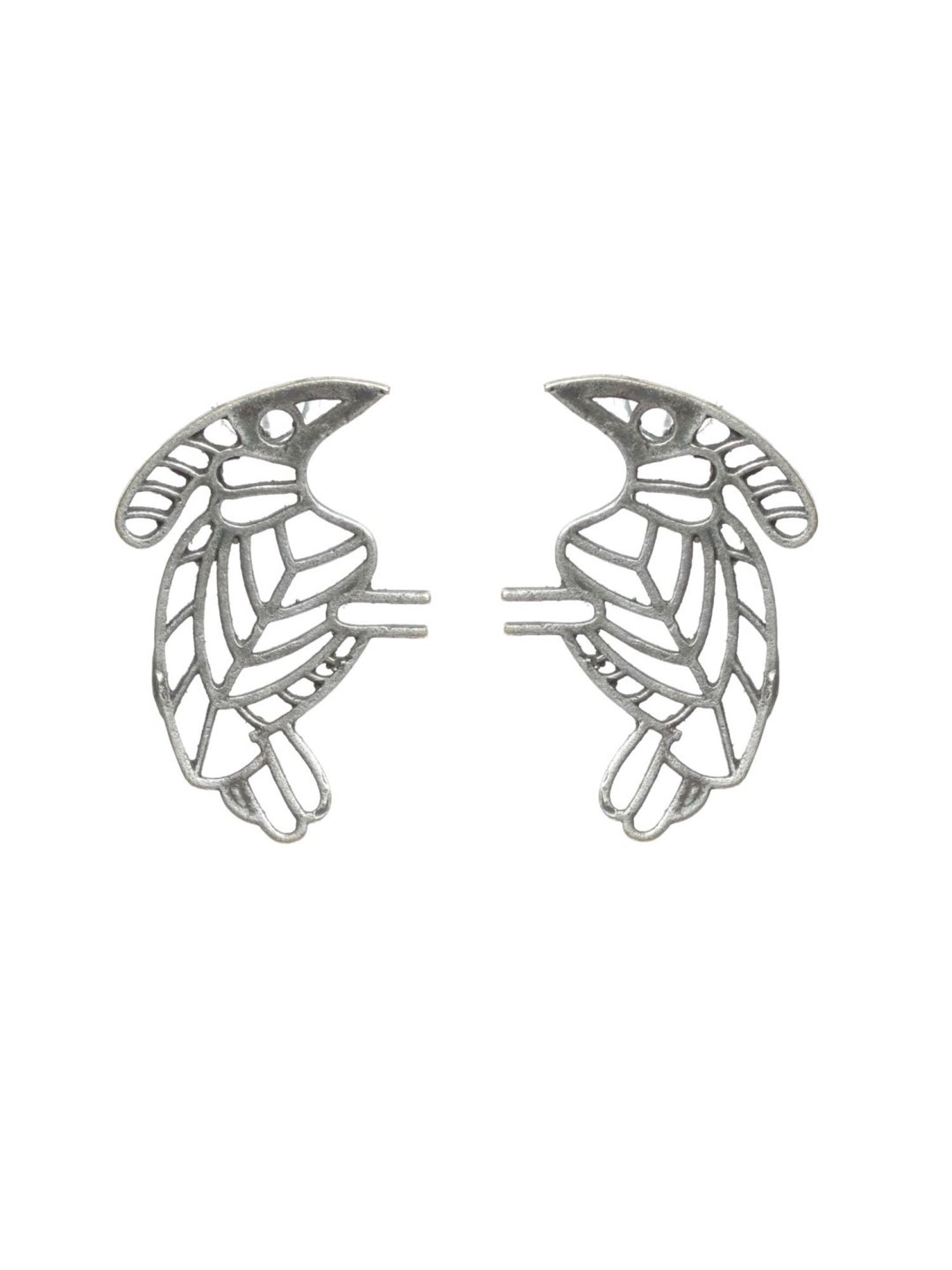 Aatmana Silver Look-Alike Dove Shaped Stud Earrings for Women