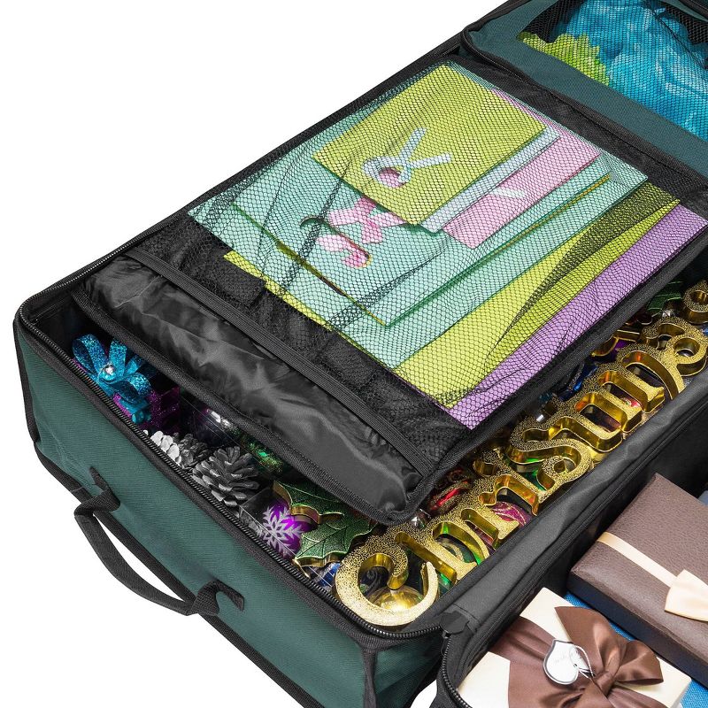 Elf Stor Premier Gift Wrap Rolling Storage Bag Holds Rolls Ribbons Bows and More Green