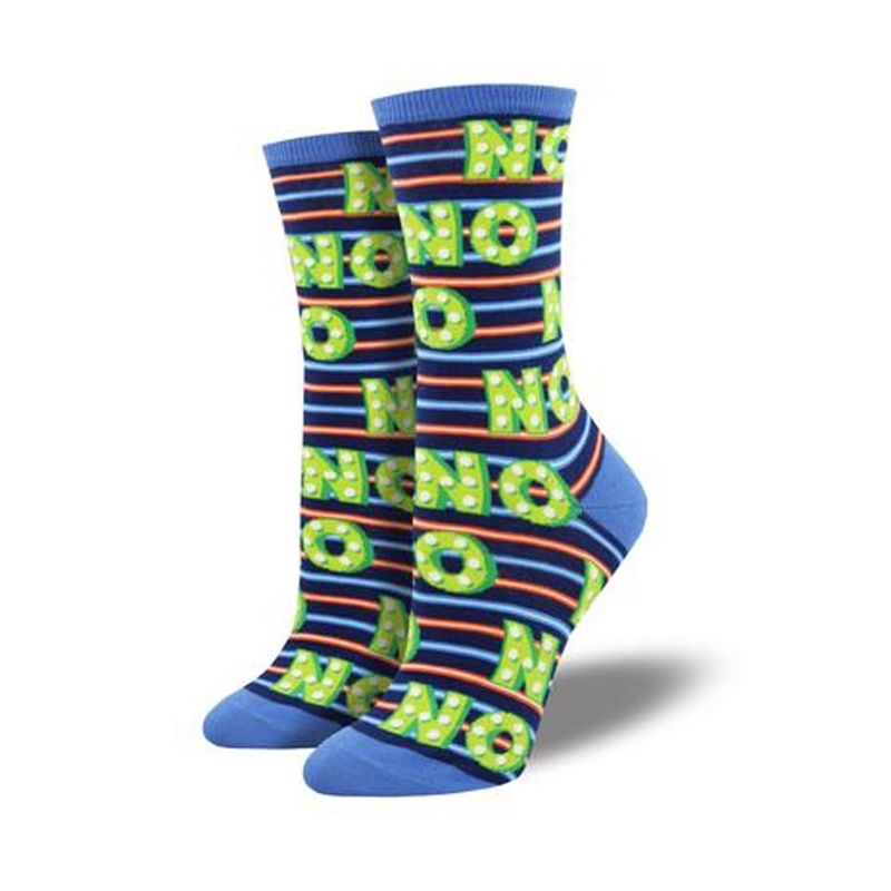 Novelty Socks 9.0" No Blue Graphic Cotton Crew Socksmith  -  Socks