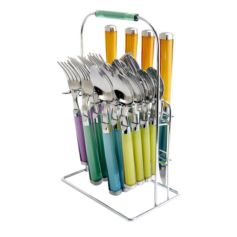 Gibson Home Pastel Extravaganza 20 Piece Stainless Steel Flatware Set