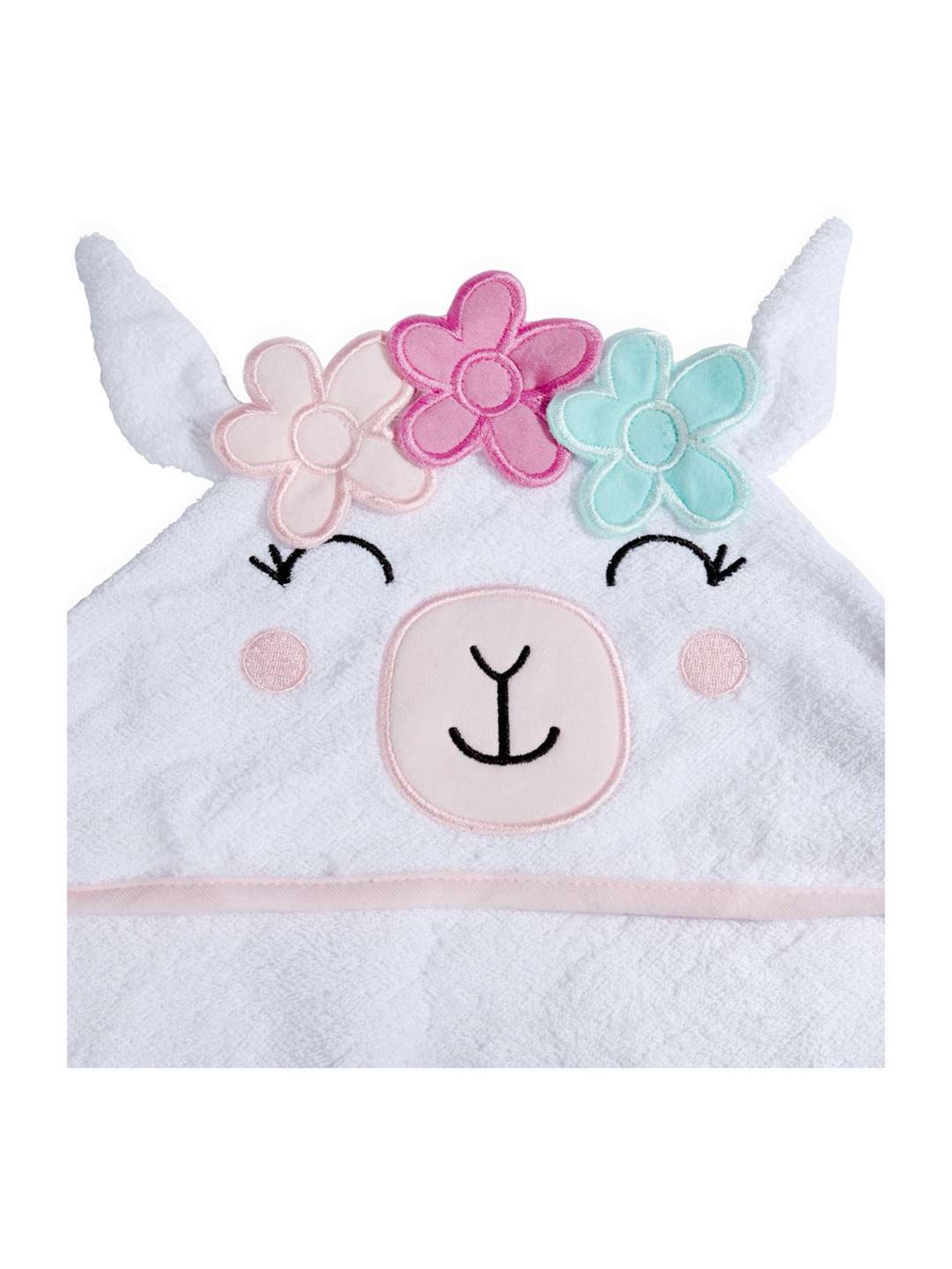 Baby Moo Kids White & Pink Garland Princess Llama Hooded Towel