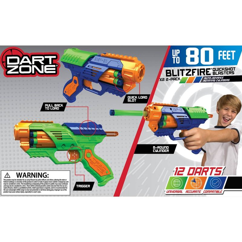 Dart Zone Blitzfire X2 Combo 2-Pack Quickshot Dart Blasters