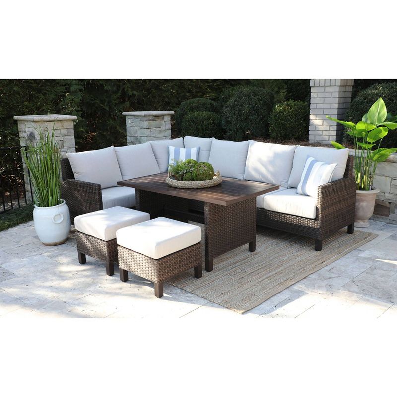 Bradford 6pc Low Dining Sectional Set with Sunbrella - Canopy Home and Garden