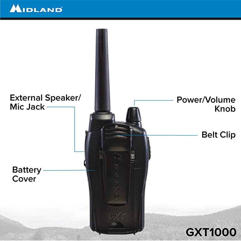 GXT1000VP4 50 Channel GMRS TwoWay Radio Up to 36 Mile Range Walkie Talkie 142 Privacy Codes Waterproof NOAA Weather Scan + Alert Pair Pack BlackSilver