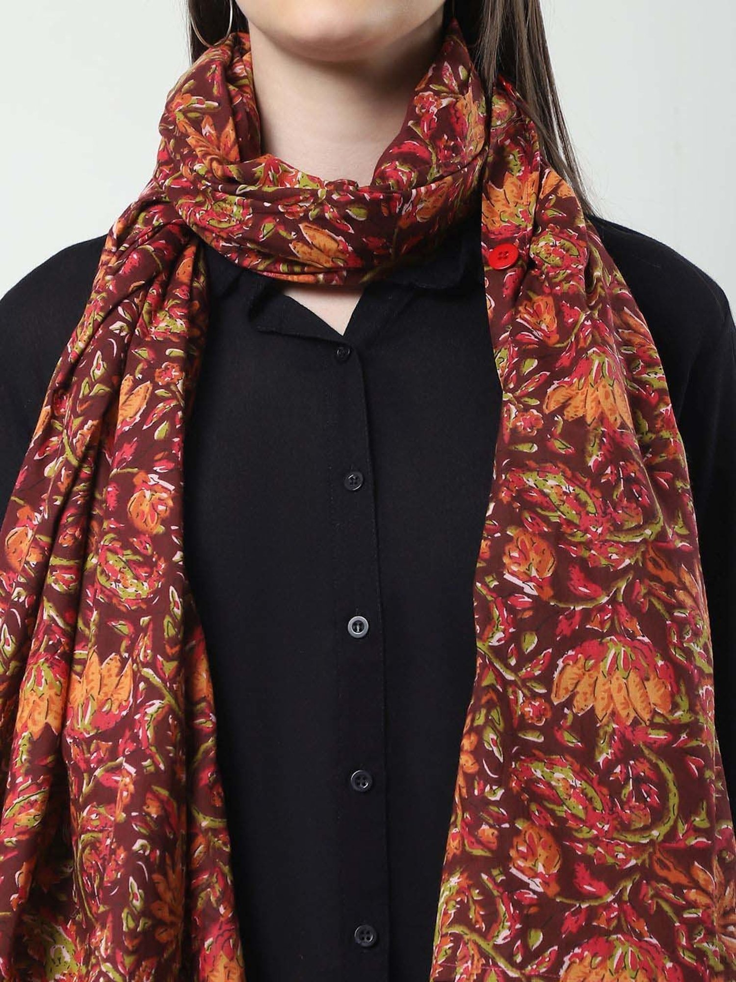 Secret Wish Brown Cotton Floral Straight Nursing Cover