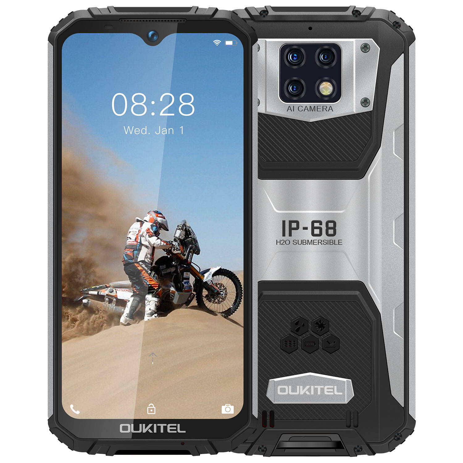 Rugged Mobile Phone (2020) OUKITEL WP6, with 10000 mAh Battery (18 W Fast Charge), 48 MP Quad Camera, Helio P70 6GB + 128GB, 6.3 Inch FHD + Gorilla Glass