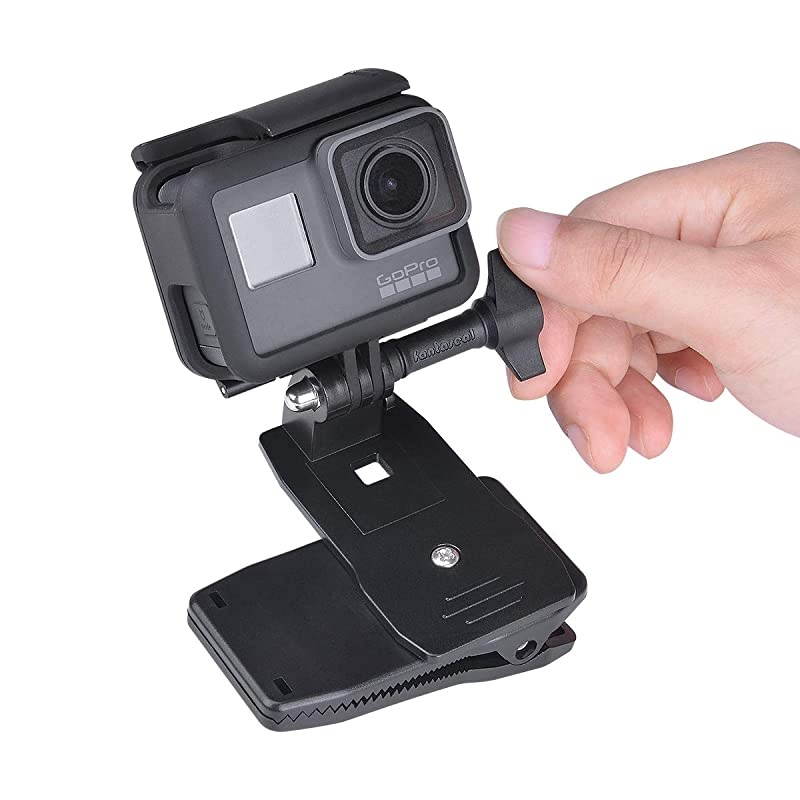 3in1 AntiSlide 360 Degree Rotary Action Camera Clamp Mount Kit Waterproof Motion Camcorder Backpack Strap Clip Holder RecMount Compatible with GoPro Sony DJI OSMO Action Akaso Sports DV