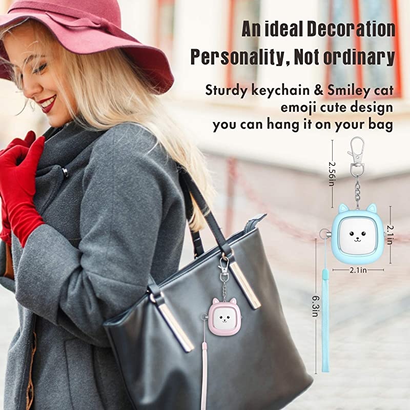 Sound Personal Alarm, 2 Pack 130 dB Loud Siren Song Emergency Self-Defense Security Alarm Keychain with LED Light, Personal Sound ty Siren for Women, Men, Children, Elderly (Blue/Pink)