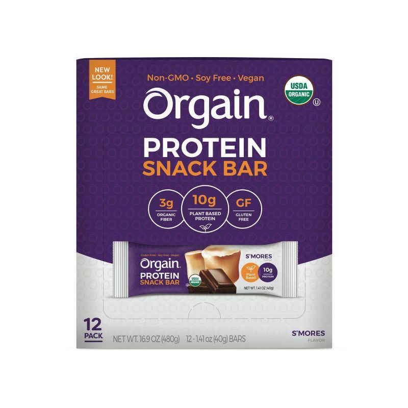 Orgain Organic Vegan Protein Bar - S'mores - 12ct