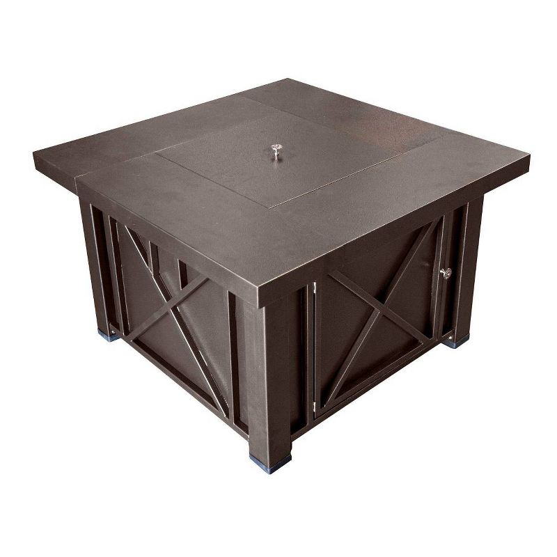 Square Powder Coated Steel Propane Fire Pit - Brown - AZ Patio Heaters