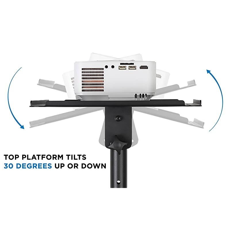 Mobile Projector Stand Rolling Height Adjustable Laptop and Projector Presentation Cart and Trolley Black