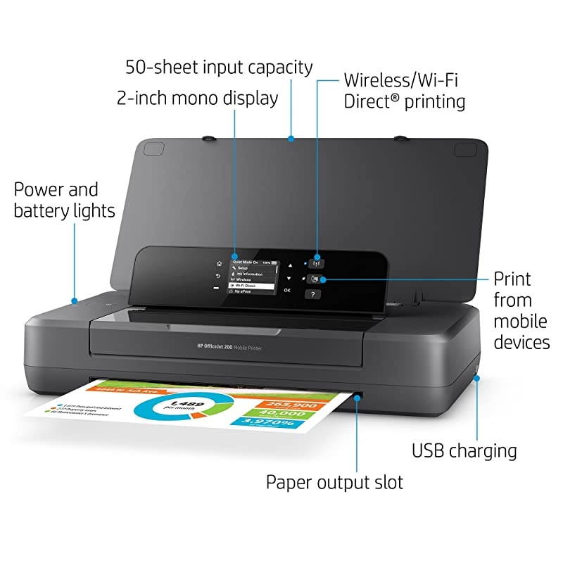 OfficeJet 200 Portable Printer with Wireless & Mobile Printing (CZ993A) (Renewed)