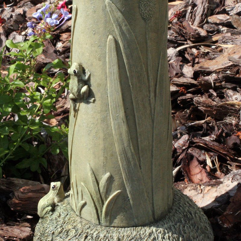 25" Smart Living Acadia Concrete Solar Birdbath