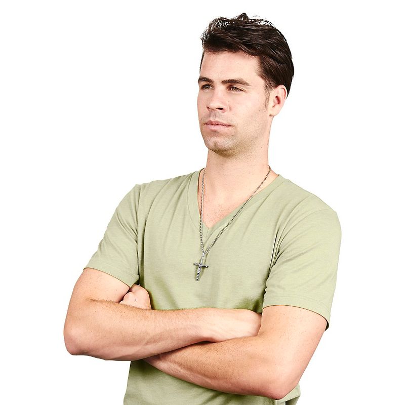 Men's West Coast Jewelry Stainless Steel Brown Leather Braided and Beaded Bracelet