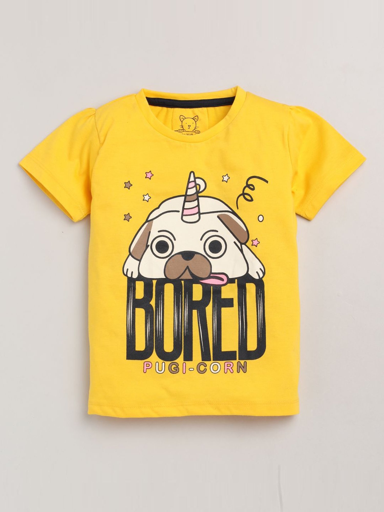Lazy Shark Kids Yellow Printed T-Shirt & Shorts