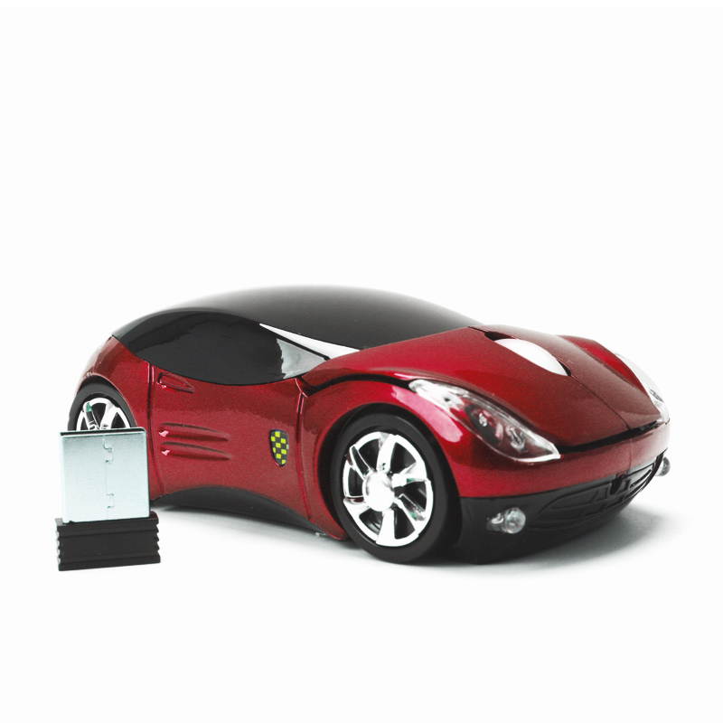 HISPETECH 1200DPI 2.4G Mini Wireless Mouse Car Shaped Mouse USB Portable Optical Mice LED Light for PC Laptop Computer Home Office