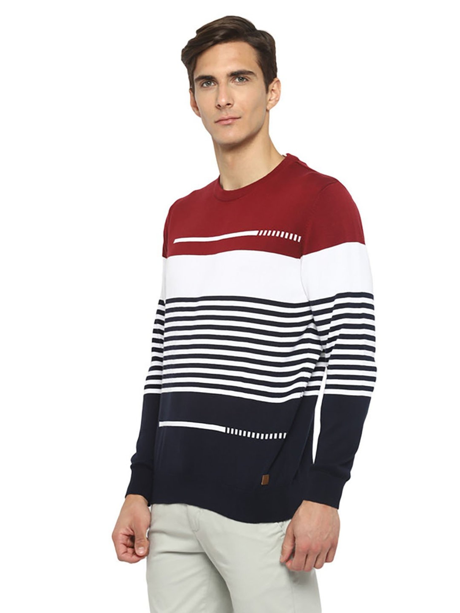 Turtle Multicolor Cotton Regular Fit Striped Sweater