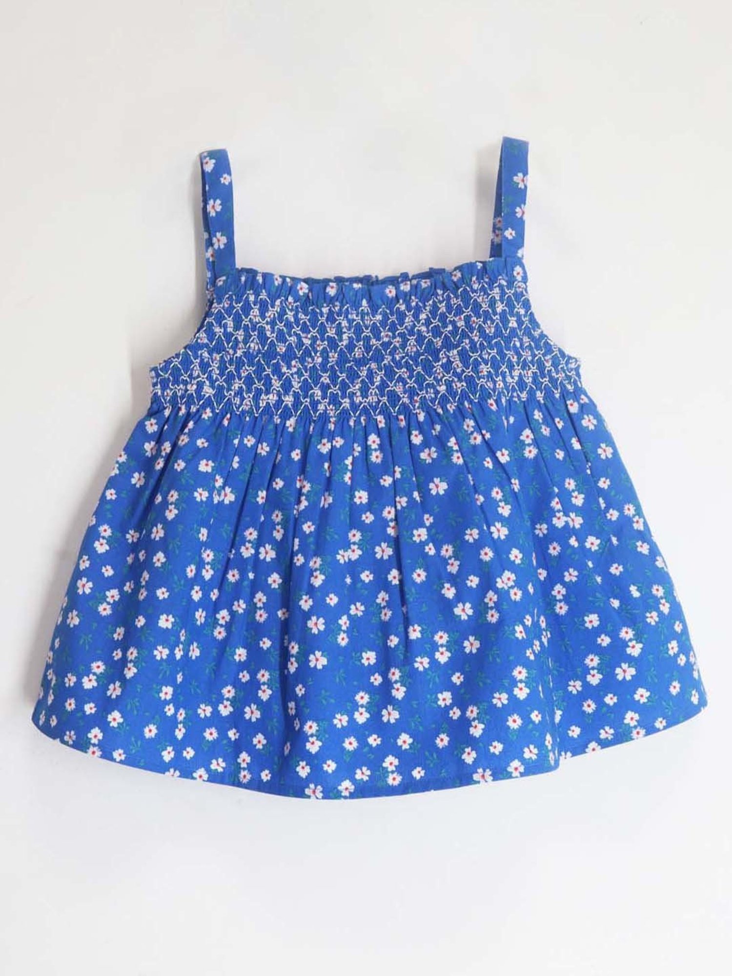 Cherry Crumble By Nitt Hyman Kids Blue & White Cotton Floral Print Top