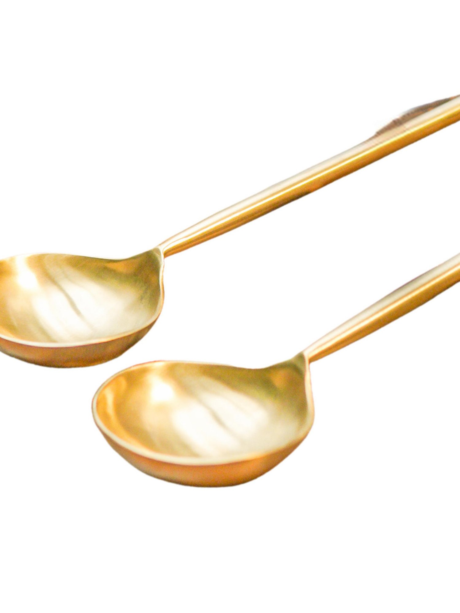 Ambi Pair Of Exquisite Brass Serving Laddle Spoon Set