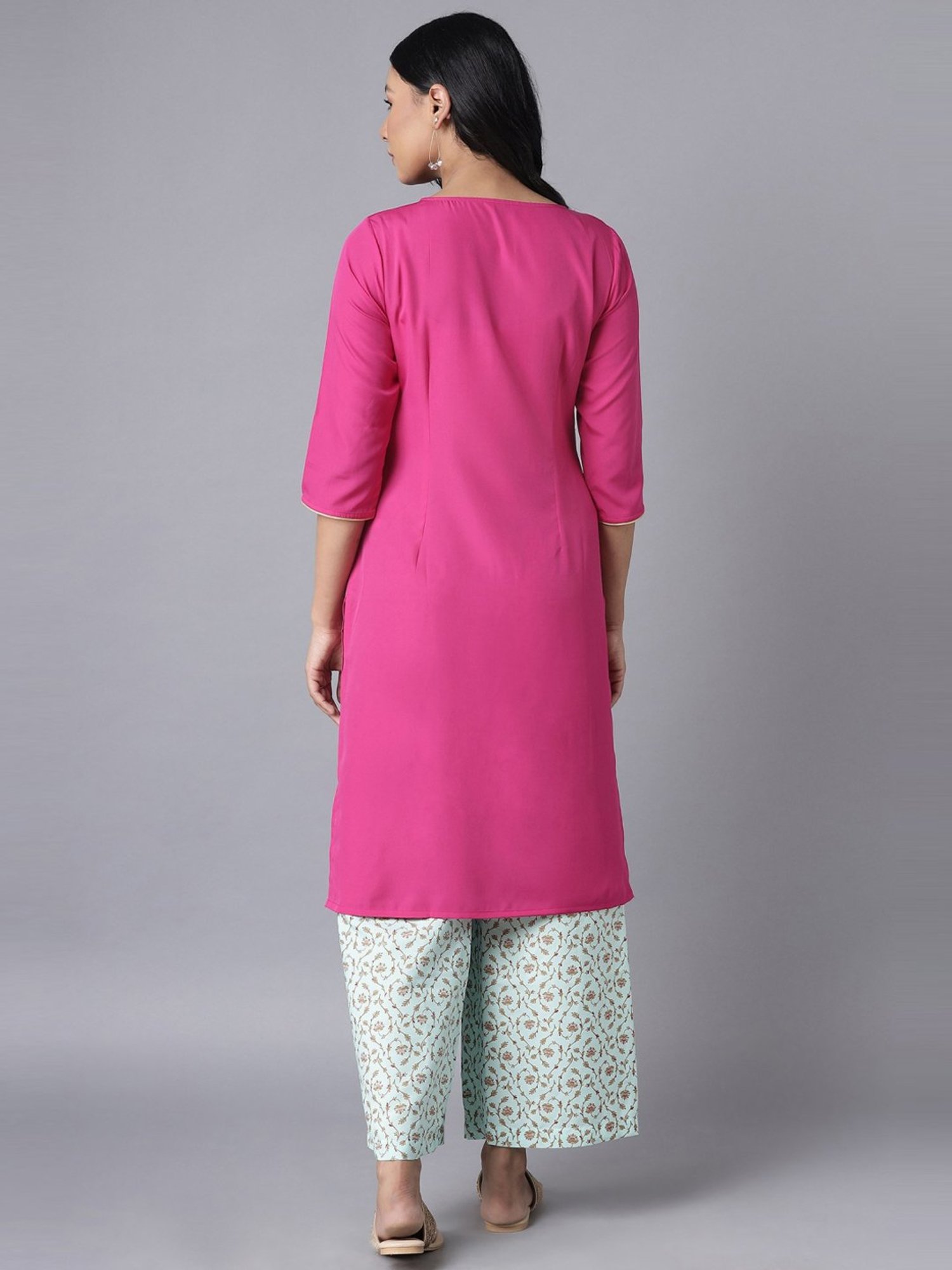 Aurelia Pink & Sea Green Embellished Kurta Palazzo Set