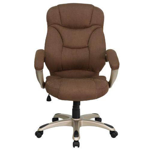 High Back Brown Microfiber Contemporary Executive Swivel Ergonomic Office Chair with Arms