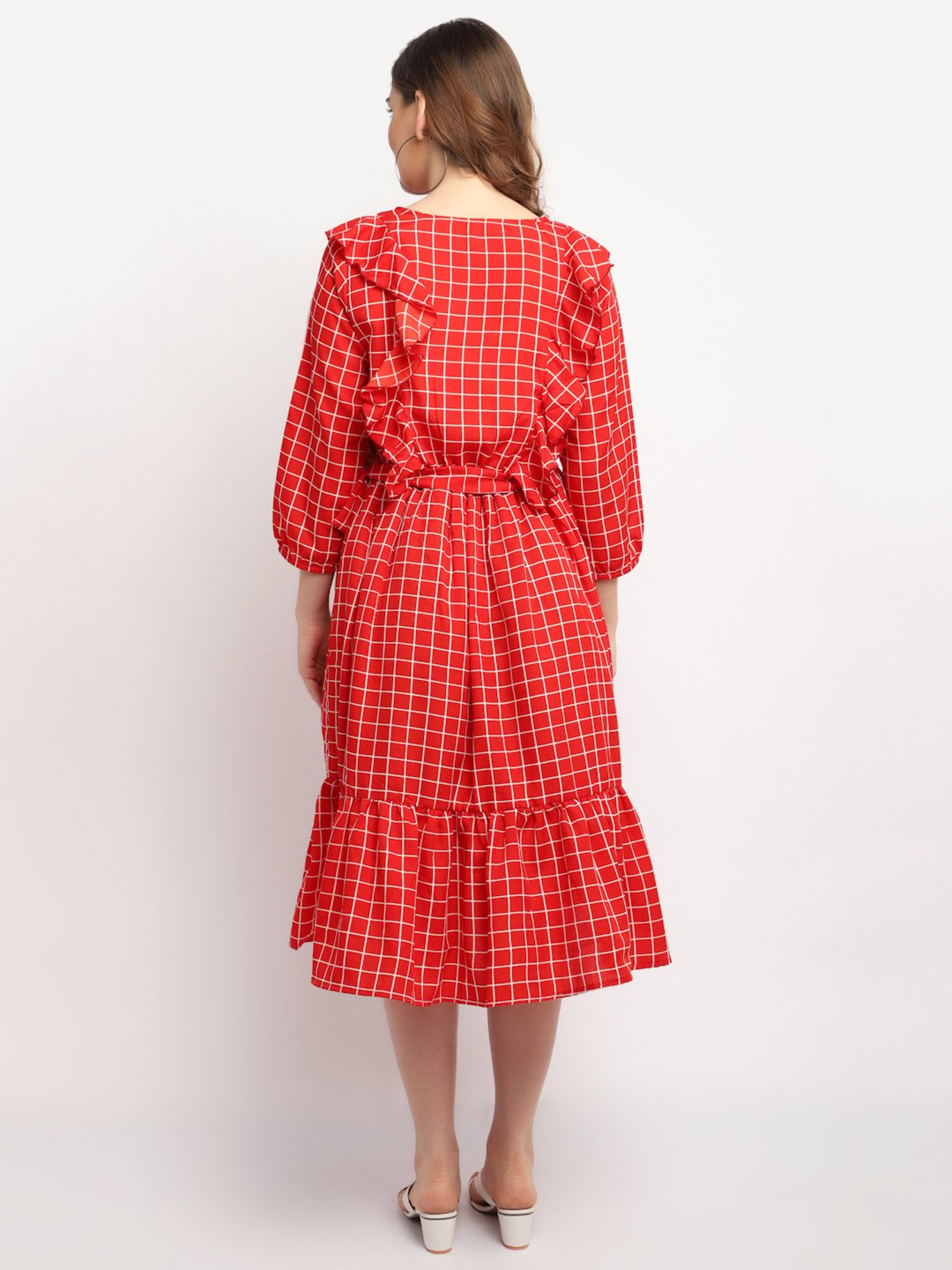Moms Maternity Red Chequered Dress