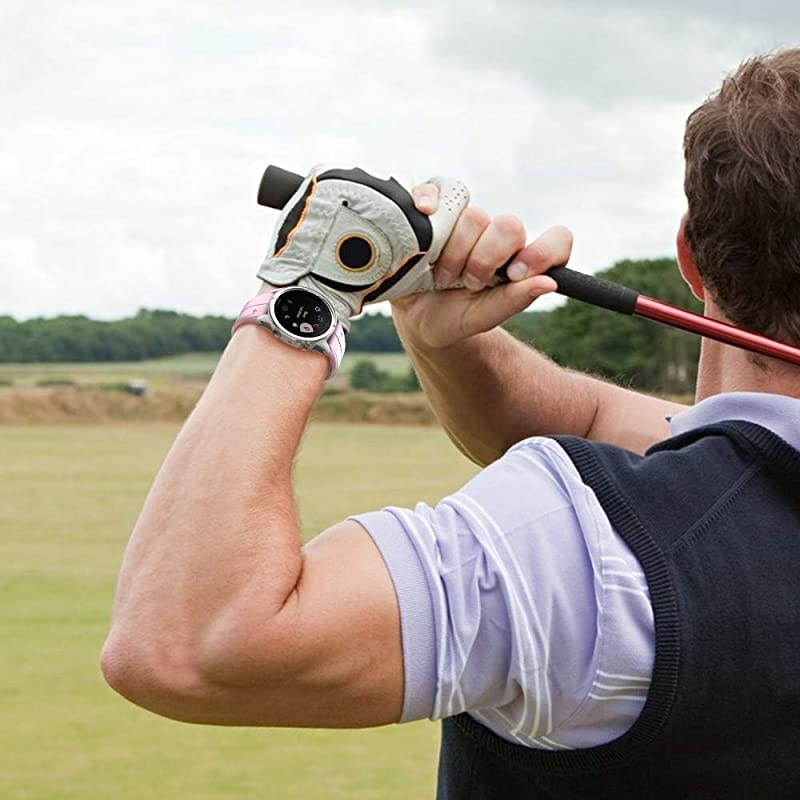 Compatible with Fenix 5S Plus Band Silicone Sport Watch Bands for Fenix 5SFenix 5S PlusFenix 6SFenix 6S ProD2 Delta S SmartwatchSilver BucklePink