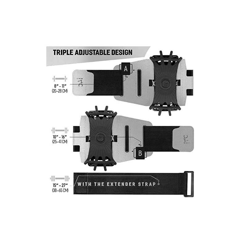Rotatable Sports Running Armband for iPhone XR XS Max 8 8 Plus 7 6 Samsung Galaxy A8 S9 S8 S6 Edge Note LG Cell Phone Arm Holder for Men Women with Free Extender Strap Reflective
