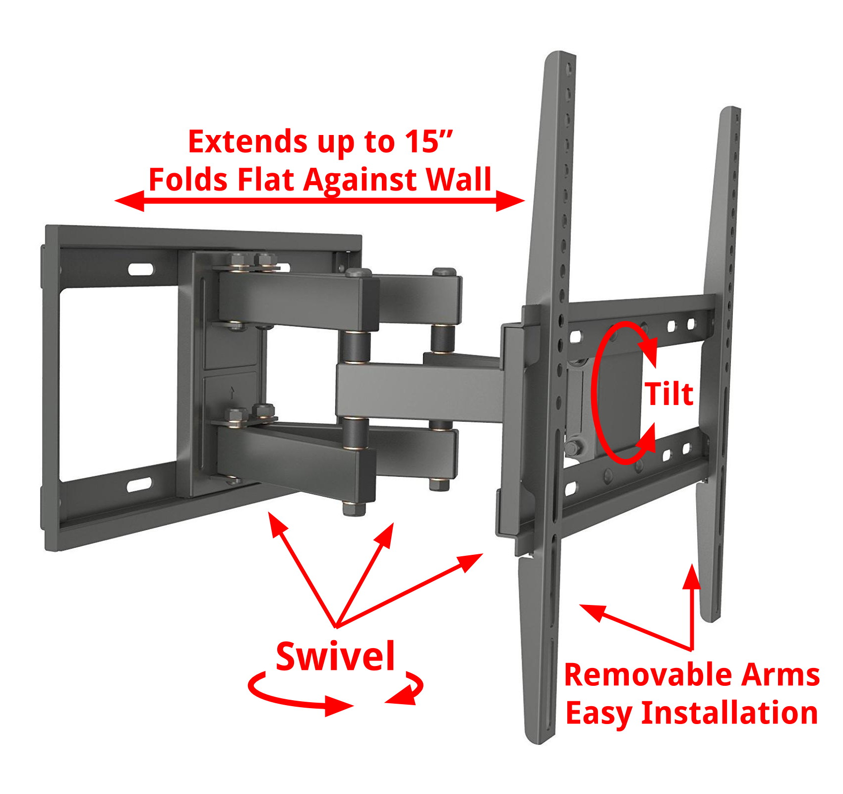 Husky Mount Full Motion Tilt TV Wall Mount Fits Most 32 - 55 Inch LED LCD Up to VESA 400X400