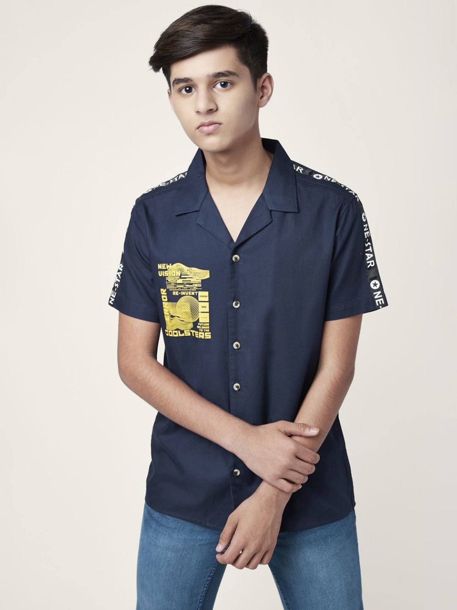 Coolsters by Pantaloons Kids Navy Cotton Printed Shirt