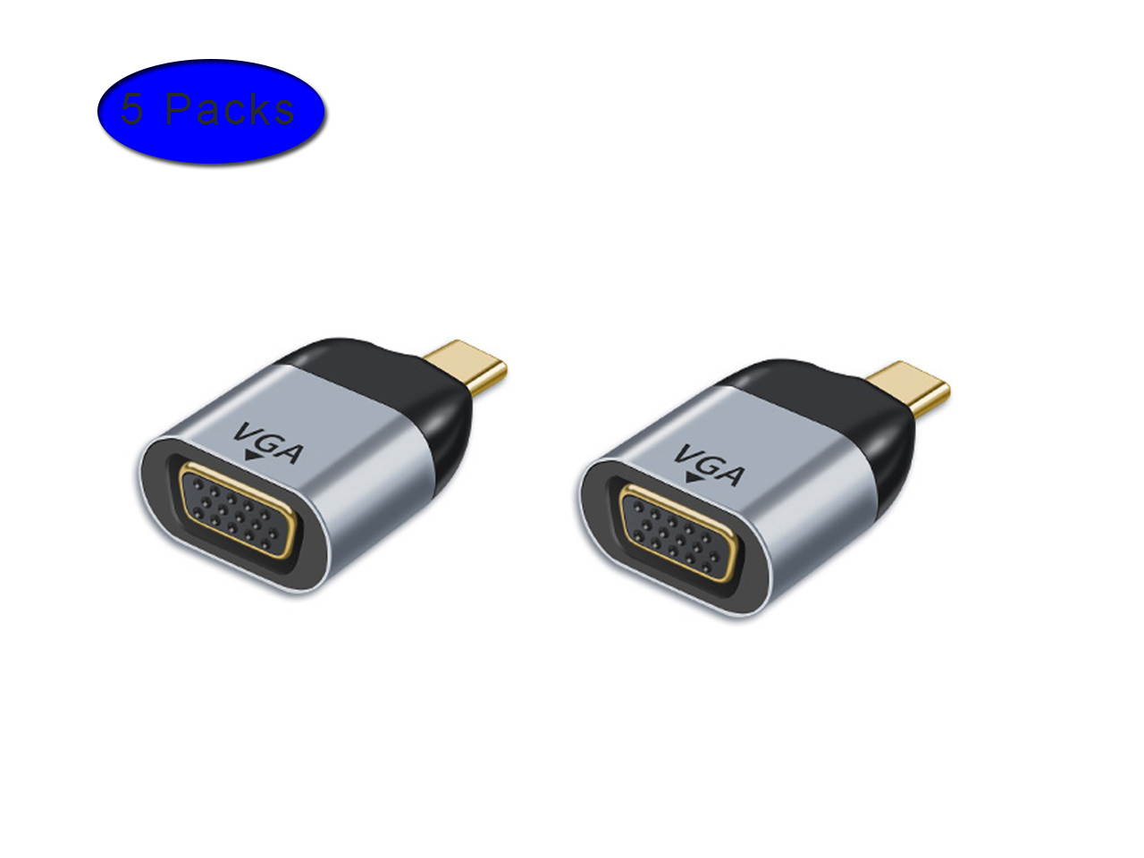 5-Packs USB C to VGA Mini Size Adapter, VGA to USB Type C 1080P Converter, Compatible with MacBook Pro 2020 2019 2018/MacBook Air 2018 2019, iMac 2017 2019, XPS 13, Surface Book 2, Yoga 910 720
