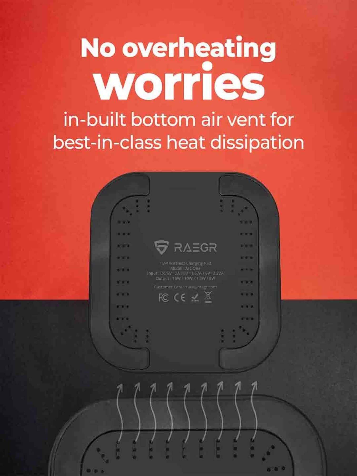 RAEGR Arc One 15W Type-C PD Wireless Charging Pad (Black)