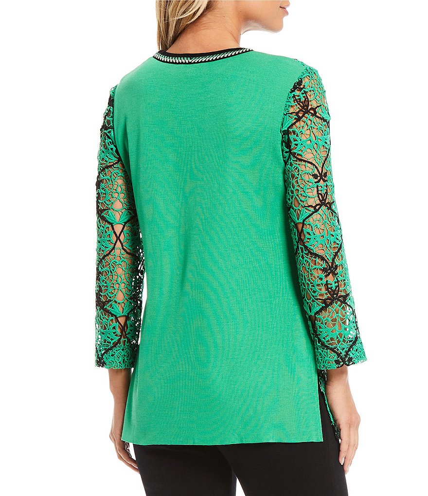 Misook Bracelet Sleeve Lace Pocket Jacket