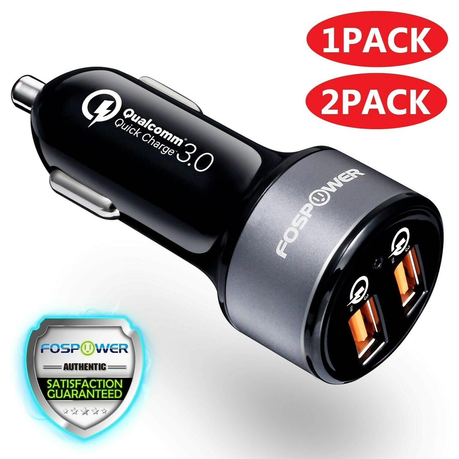 Dual Port USB Fast Car Charger 36W Qualcomm Quick Charge QC 3.0 iPhone