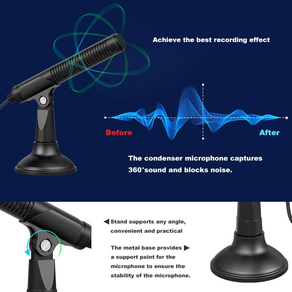 Depusheng USB Condenser Microphone Laptop Desktop PC Computer Microphone for Games, Streaming Broadcast, Skype, YouTube Videos, Chatting