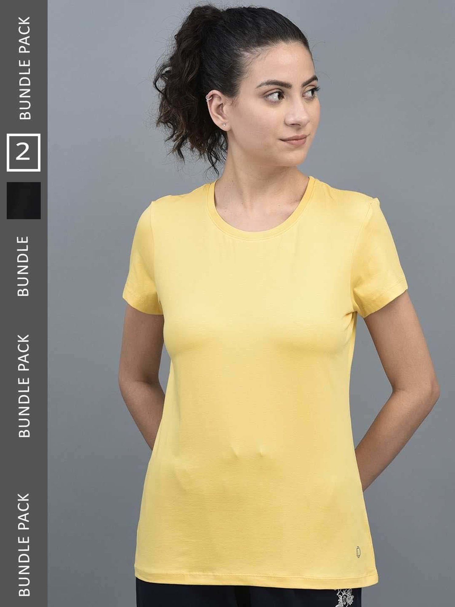 Dollar Yellow & Black Cotton Sports T-Shirt - Pack Of 2