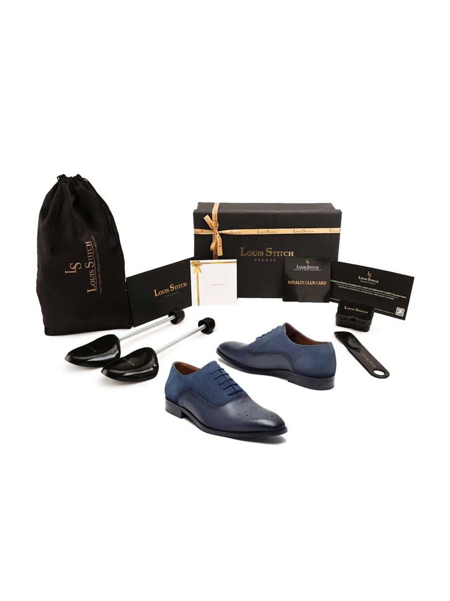 Louis Stitch Men's Federal Blue Brogue Shoes