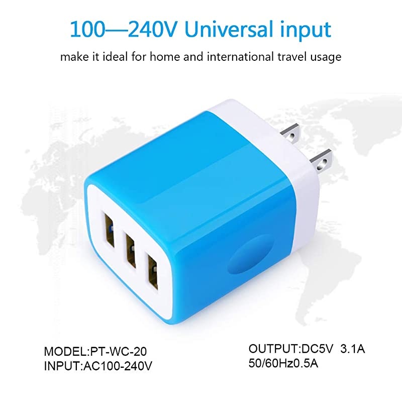 Charging Block USB Plug  31A 2Pack Muti Port USB Charger Cube Box Power Adapter Charging Brick Compatible iPhone 11 Pro XS Max X 8 7 6 Plus Samsung Galaxy S20 FE 5G S10e S10 S9 S8 Plus Moto