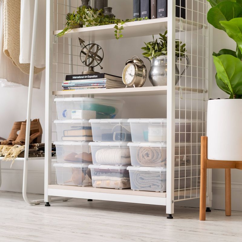 Homz 64 Quart Secured Seal Latch Extra Large Single Clear Stackable Storage Container Tote with Blue Lid for Home, Garage, or Basement (2 Pack)