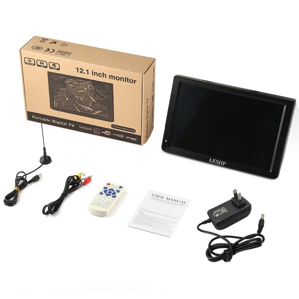 Lejiahong LESHP Portable D12-ATSC Multimedia Player LCD Display with Digital TV Tuner 12.1 inch Monitor LED Panel Driver HD USB/TF