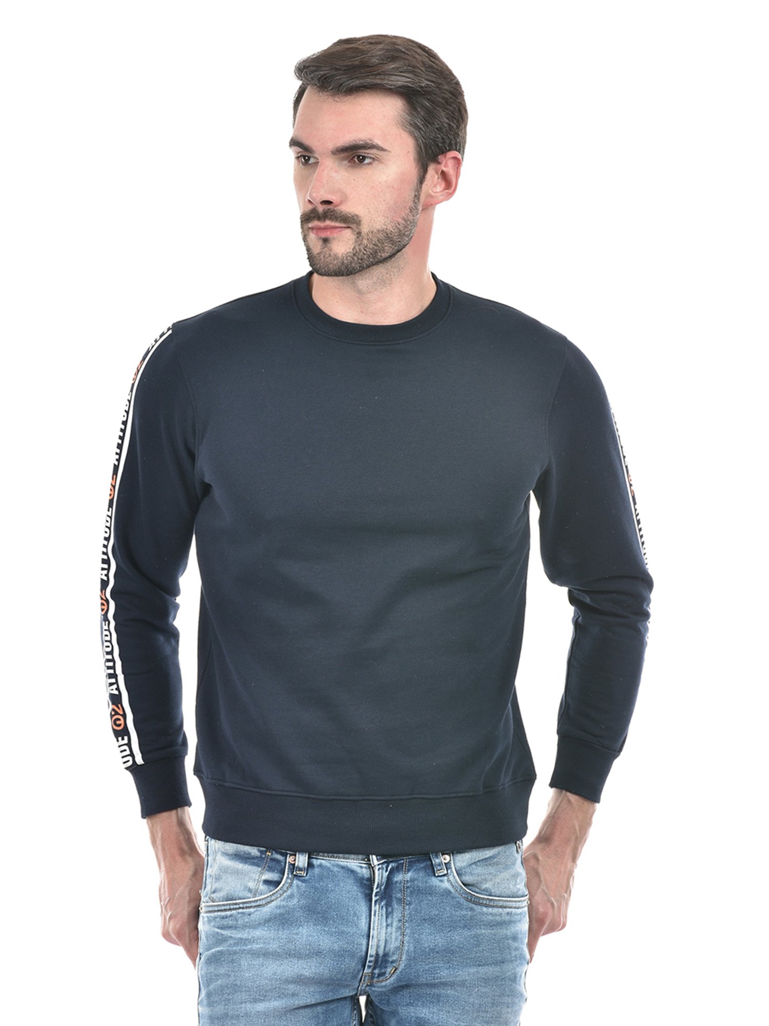 Integriti Dark Navy Regular Fit Printed Sweatshirt