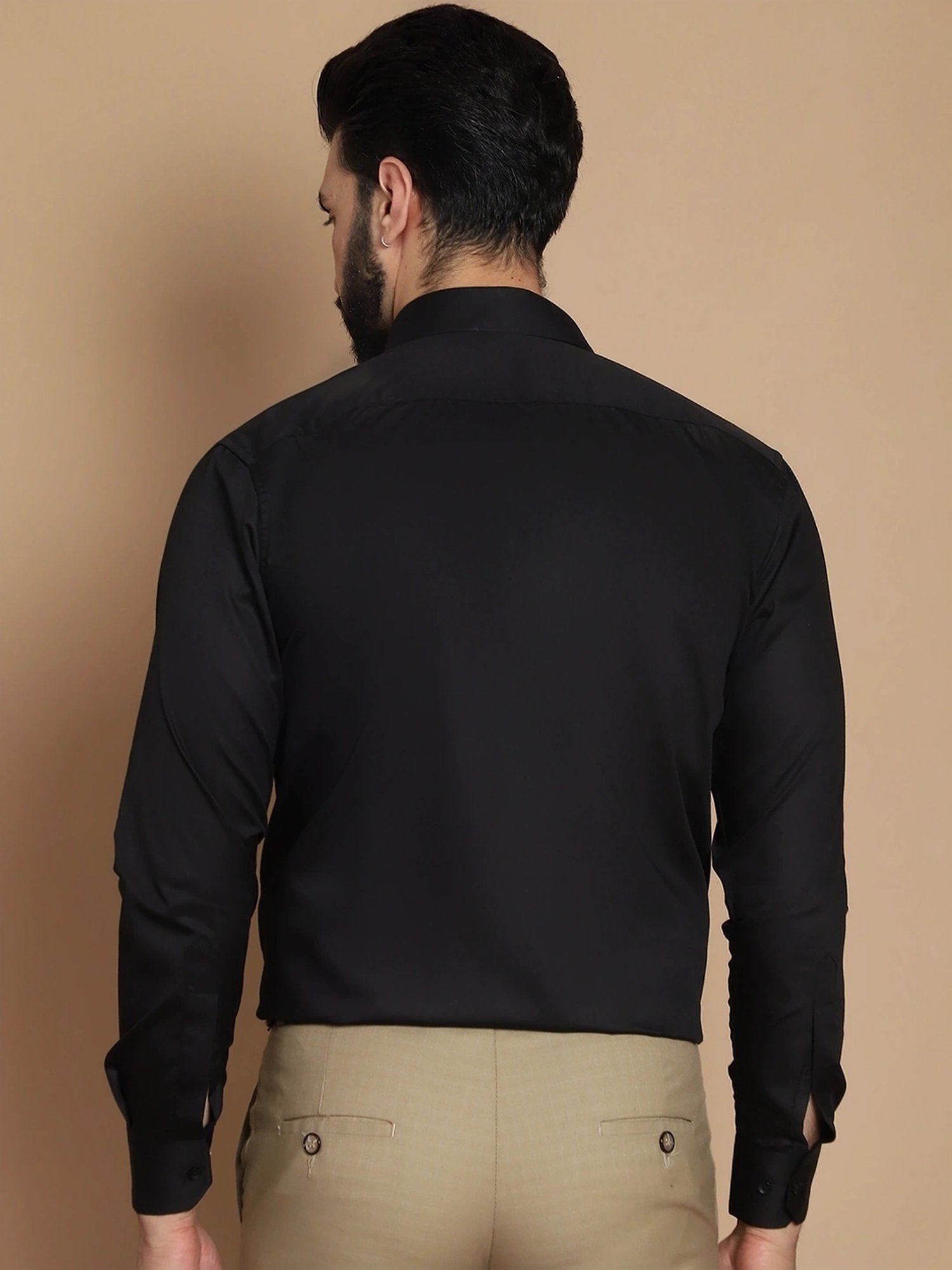 Tag 7 Black Cotton Regular Fit Shirt