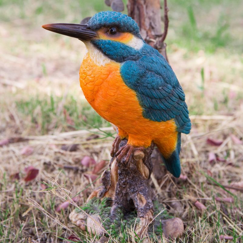 7.5" Polyresin Kingfisher on Stump Statue Blue - Hi-Line Gift