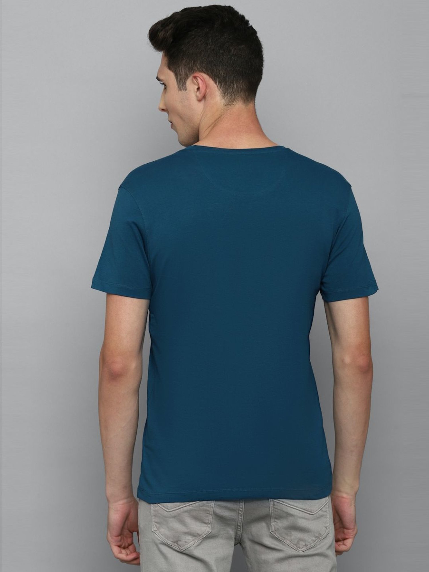 Louis Philippe Jeans Blue Cotton Slim Fit T-Shirt