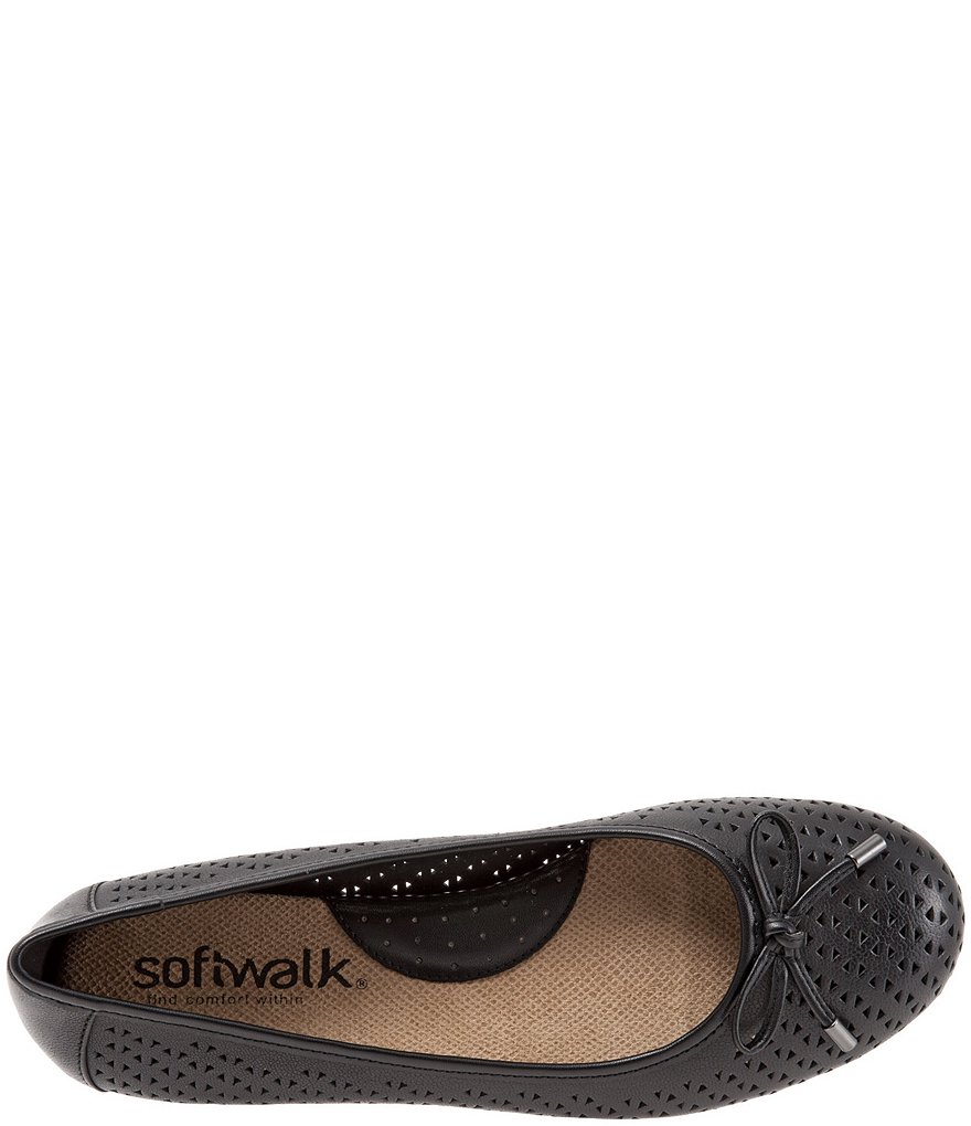 SoftWalk Napa Laser Perforated Bow Detail Ballerina Flats