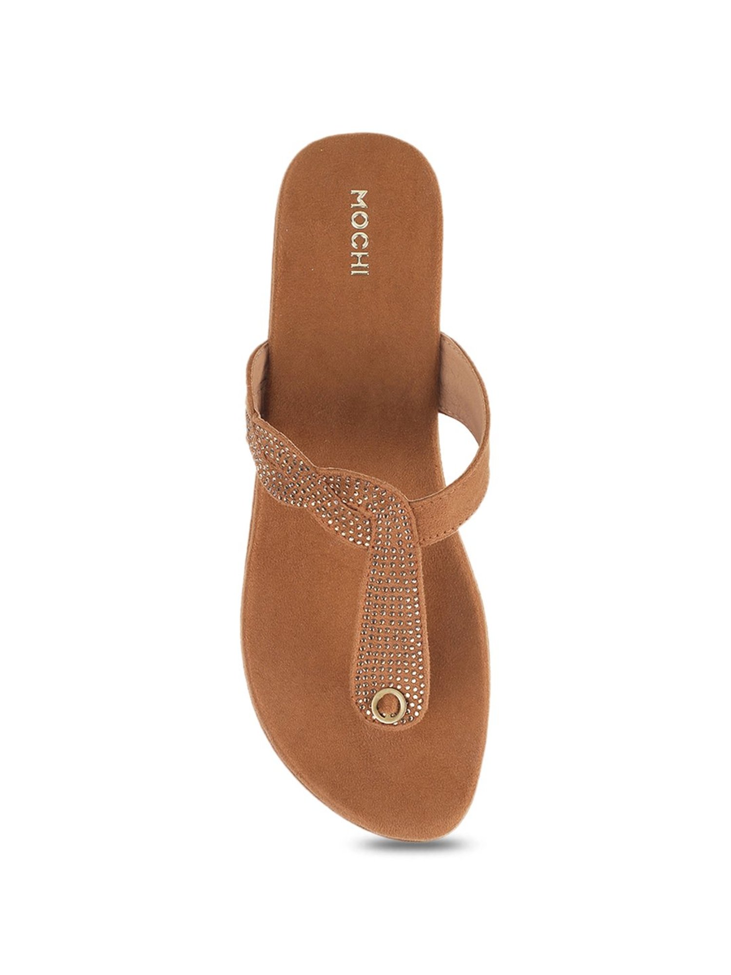 Mochi Women's Antique Gold Thong Wedges